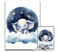 1000Pc Adults Jigsaw Puzzle Baby Elephant Impossible Jigsaw Puzzles for Adults Challenging Brain Teaser for Teenagers Family Game Night Fun 1000 PCS(38x26cm)