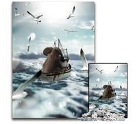 1000Pc Adults Jigsaw Puzzle Baby Elephant on A Boat Difficult Puzzles for Adults Challenging DIY Brain Teaser for Teenagers 1000 PCS(75x50cm)