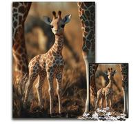 1000Pc Adults Jigsaw Puzzle Baby Giraffe in Savanna Impossible Jigsaw Puzzles for Adults Challenging Brain Teaser for Teenagers Family Game Night Fun 1000 PCS(38x26cm)