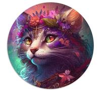 1000Pc Adults Jigsaw Puzzle Beautiful Cat Round Paper Jigsaw Puzzles Challenging Brain Teaser for Teenagers,Family Game Night Fun (67.5x67.5cm)