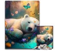 1000Pc Adults Jigsaw Puzzle Beautiful Polar Bear cardboard Jigsaw Puzzles for Adults Fun at Home Activities, Birthday Present, Travel Gifts 26X38CM/10.23x14.96inch