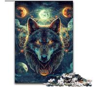 1000Pc Adults Jigsaw Puzzle Beautiful Wolf Made of Wood, Fun Activity for at Home 50x75cm DIY Art Decor