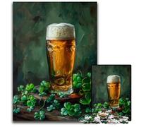 1000Pc Adults Jigsaw Puzzle Beer Saint Patricks Day Puzzles for Adults DIY Decoration Brain Challenge for Adult Family 1000 PCS(75x50cm)
