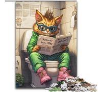 1000Pc Adults Jigsaw Puzzle Bengal Cat Go Toilet Jigsaw Puzzles size : 50x75cm for Teenager & Families, Perfect DIY Decor & Brain-Teasing Challenge