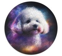 1000Pc Adults Jigsaw Puzzle Bichon Frise Nebula Round Cardboard Jigsaw Puzzles Family Bonding Activity,Home Decor Gift,Family Toy Game (Size 67.5x67.5cm)