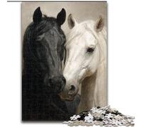 1000Pc Adults Jigsaw Puzzle Black And White Horse Jigsaw for Teenagers, Couples, And Friends for Birthdays, Christmas (size 26x38cm)