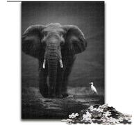 1000Pc Adults Jigsaw Puzzle Black Art Elephant Puzzle Made of Wood Teenager Stress Reduction Cool Unique Gift for Family size 50X75CM