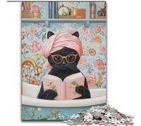 1000Pc Adults Jigsaw Puzzle Black Cat in The Bathroom cardboard Jigsaw Puzzles for Adults Colourful, Fun, Challenging & Brainteasing (Size 26x38cm)