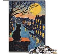 1000Pc Adults Jigsaw Puzzle Black Cat Jigsaw Made of Wood Relaxing Entertainment, Home Decor size 50X75CM