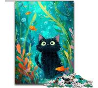 1000Pc Adults Jigsaw Puzzle Black Cat Jigsaw Puzzles Made of Wood Family Activity Game for Teenager, DIY Home Decor Brain Teaser Gift size 50X75CM