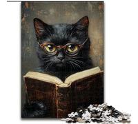 1000Pc Adults Jigsaw Puzzle Black Cat Reading Jigsaw Puzzles Made of cardboard Family Activity Game for Teenager, DIY Home Decor Brain Teaser Gift size 38x26CM
