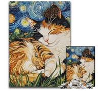 1000Pc Adults Jigsaw Puzzle Black Cat Sleeping in The Night Sky Cardboard Jigsaw Puzzles Educational Games, Enhance Love between Couples for Age 14 Years Up 26X38CM