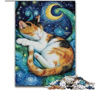 1000Pc Adults Jigsaw Puzzle Black Cat Sleeping in The Night Sky Jigsaw Puzzles Made of cardboard Family Activity Game for Teenager, DIY Home Decor Brain Teaser Gift size 38x26CM