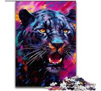 1000Pc Adults Jigsaw Puzzle Black Leopard 1000 Pieces Puzzle Gifts Challenging Brain Teaser for Teenagers, Perfect for Home Decor Or Gift (Size 26x38cm)