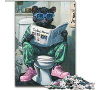 1000Pc Adults Jigsaw Puzzle Black Leopard Go Toilet Jigsaw Puzzles size : 50x75cm for Teenager & Families, Perfect DIY Decor & Brain-Teasing Challenge