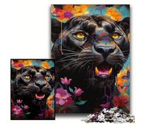 1000Pc Adults Jigsaw Puzzle Black Leopard Jigsaw Puzzles for Adults Perfect for Halloween, Christmas, Birthday Gift Size 50x75cm