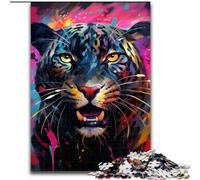 1000Pc Adults Jigsaw Puzzle Black Leopard Wooden Jigsaw Puzzles Educational & Fun Indoor Game for Home Decor (Size 38x26cm)