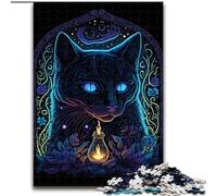 1000Pc Adults Jigsaw Puzzle Black Light Cat 1000 Piece Jigsaw Puzzles for Adults Ideal Holiday Or Birthday Gift, Party Game Toy Size 50X75CM