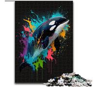 1000Pc Adults Jigsaw Puzzle Blue Whale Made of Wood, for Parents, Lovers, Friends - Age 14+ 50x75cm for Birthday Holiday Christmas