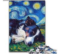 1000Pc Adults Jigsaw Puzzle Border Collie Night Sky Wooden Jigsaw size 50x75cm Interactive Family Game, Brain Challenge, Educational Toy