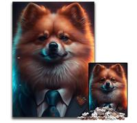 1000Pc Adults Jigsaw Puzzle Boss Pomeranian Puzzles for Adults Educational Toy for Teenagers, Home Office Decor 50x75CM/19.68x29.52inch