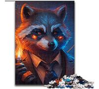 1000Pc Adults Jigsaw Puzzle Boss Raccoon Made of Wood, Ideal for Family Fun, Relaxation 50x75cm Family Fun Craft, Perfect for Birthdays, Holidays
