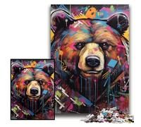 1000Pc Adults Jigsaw Puzzle Brown Bear Graffiti Jigsaw Puzzles for Adults 26x38 cm Perfect for Family Fun on Christmas, Thanksgiving, Birthdays & Easter