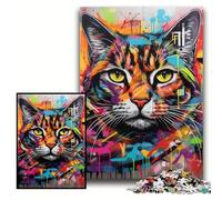 1000Pc Adults Jigsaw Puzzle Cat Graffiti 1000 Pieces Puzzles for Adults Family Interactive Game, Brain Teaser Gift, Educational Toy Size 50x75cm