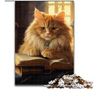 1000Pc Adults Jigsaw Puzzle Cat Reading Book cardboard Jigsaw Puzzles size : 26x38cm Perfect Home Or Office Decor, Ideal