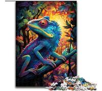 1000Pc Adults Jigsaw Puzzle Chameleon in The Jungle Made of Wood, Idea, Humorous Artwork, Detailed Artwork 50x75cm for Birthday Holiday Christmas