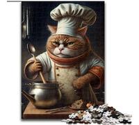 1000Pc Adults Jigsaw Puzzle Chef Cat Impossible Jigsaw Puzzles for Adults size 26x38cm Perfect, DIY Artwork
