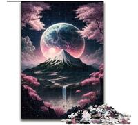 1000Pc Adults Jigsaw Puzzle Cherry Blossoms Mount Fuji Made of Wood, Interactive Family Game, Suitable for Ages 14+ 50x75cm An for Christmas Or Birthdays