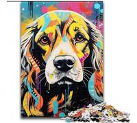 1000Pc Adults Jigsaw Puzzle Cocker Spaniel Graffiti Puzzles 1000Pieces for Adults Family Activity Game for Teenager, DIY Home Decor Brain Teaser Gift (Size 50x75 cm)