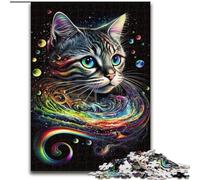 1000Pc Adults Jigsaw Puzzle Color Cat Made of Wood, Ideal for Family Fun, Relaxation 50x75cm for Teenager & Family Fun