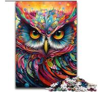 1000Pc Adults Jigsaw Puzzle Color Owl 1000Piece Puzzle Gift DIY Fun Suitable for Home Living Room Office Decoration (Size 26x38 cm)