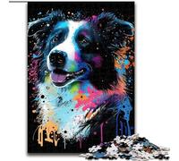 1000Pc Adults Jigsaw Puzzle Colored Border Collie cardboard Jigsaw Puzzles for Adults Unique DIY Home Decor Gift Idea (Size 26x38cm)