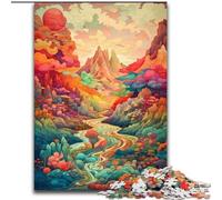 1000Pc Adults Jigsaw Puzzle Colorful Absurdism Landscape Made of Wood, for Parents, Lovers, Friends - Age 14+ 50x75cm for Birthday Holiday Christmas