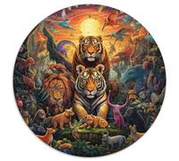 1000Pc Adults Jigsaw Puzzle Colorful Art Animal World Round Cardboard Puzzles Suitable for Birthdays,Halloween,Thanksgiving,Easter (67.5x67.5cm)