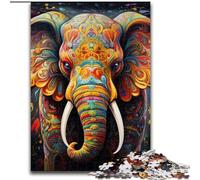 1000Pc Adults Jigsaw Puzzle Colorful Art Elephant 1000 Pieces Puzzles for Adults Family Interactive Game, Brain Teaser Gift, Educational Toy 26x38cm