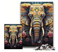 1000Pc Adults Jigsaw Puzzle Colorful Art Elephant 1000 Pieces Puzzles for Adults Family Interactive Game, Brain Teaser Gift, Educational Toy Size 50x75cm