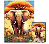 1000Pc Adults Jigsaw Puzzle Colorful Art Elephant cardboard Jigsaw Puzzles for Adults Family Activity, DIY Home Decor, 26X38CM/10.23x14.96inch