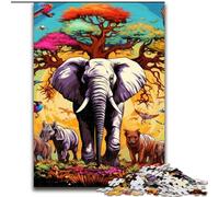 1000Pc Adults Jigsaw Puzzle Colorful Art Elephant Jigsaw Puzzles for Adults Brain-Challenging DIY Decorative Game, Family Interactive Toy size : 38x26cm