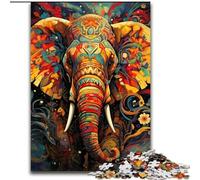 1000Pc Adults Jigsaw Puzzle Colorful Art Elephant Jigsaw Puzzles for Adults Perfect for Halloween, Christmas, Birthday Gift 26x38cm