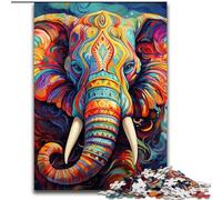 1000Pc Adults Jigsaw Puzzle Colorful Art Elephant Jigsaw Puzzles for Adults Perfect for Halloween, Christmas, Birthday Gift 26x38cm