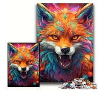 1000Pc Adults Jigsaw Puzzle Colorful Art Fox 1000 Pieces Puzzles for Adults Family Interactive Game, Brain Teaser Gift, Educational Toy Size 50x75cm