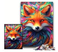 1000Pc Adults Jigsaw Puzzle Colorful Art Fox Jigsaw Puzzles for Adults Perfect for Halloween, Christmas, Birthday Gift Size 50x75cm