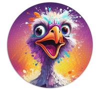 1000Pc Adults Jigsaw Puzzle Colorful Art Ostrich Round Cardboard Jigsaw Puzzles Family Bonding Activity,Home Decor Gift,Family Toy Game (Size 67.5x67.5cm)