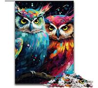 1000Pc Adults Jigsaw Puzzle Colorful Art Owl Jigsaw Puzzles 1000 Pieces for Adults Perfect, Educational Toy (Size 26x38 cm)