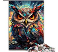 1000Pc Adults Jigsaw Puzzle Colorful Art Owl Jigsaw Puzzles for Adults Perfect for Halloween, Christmas, Birthday Gift 26x38cm