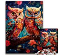 1000Pc Adults Jigsaw Puzzle Colorful Art Owl Wooden Jigsaw Puzzles for Teenagers & Teens, Ideal Birthday 50x75CM/19.68x29.52inch
